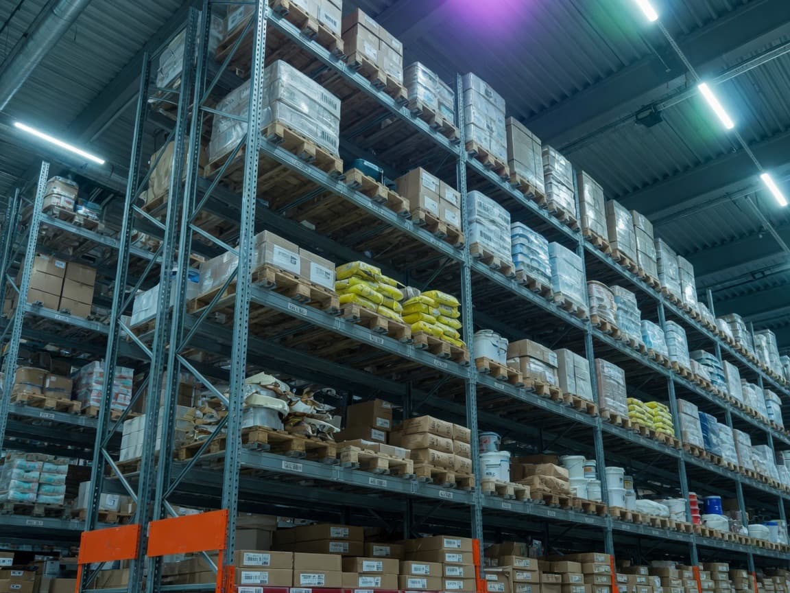 Dense pallet racking in a modern warehouse